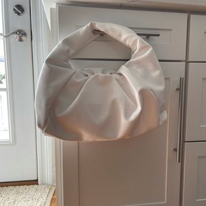 Dumpling white leather hand bag